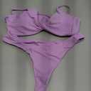 Bikini Set for Women Solid V Neck Knot Front Push Up High Leg Thong Two Piece Swimsuit Size Medium