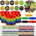 Quelay 72 Pcs Hispanic Heritage Month Party Favors Bulks Included 24 Hispanic Rubber Bracelets 24 Buttons Badges Round Button Pins 24 Lanyard Keychains Gifts Bulk for Festival Accessory Party Decor, Pack of 2