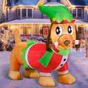 Joiedomi Christmas Inflatable Puppy Holding A Candy Cane, Christmas Outdoor Inflatable Decoration with Built-in LEDs Blow Up for Xmas Party Indoor Outdoor Yard, Garden, Lawn Winter Decor