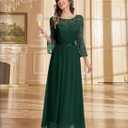 Wedtrend Women's Formal Dresses 2025 Wedding Guest Dress Bell Sleeve Bridesmaid Dresses Maxi Evening Dress (Green, L)