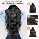 KooKaStyle Clip in Synthetic Hair Extensions Long Wavy 4PCS Thick Hairpieces Black Fiber Double Weft Natural Hair Extensions 20 Inch for Women