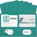 Two Pocket Folders, RAZCC 50 Pack 2 Pocket Folders Fit Letter Size Paper, Paper Folders with Pockets for School Office Business Home, Turquoise