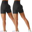 Women Workout Shorts High Waist Gym Yoga Shorts,Scrunch Butt Seamless Athletic Shorts (Medium, Black/Black)