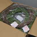 Hollyone 16" Real Touch Norfolk Pine Wreath for Front Door Small Artificial Winter Pine Plant with Red Berry Pinecone Greenery Christmas Wreath Window Walls Xmas Decor Indoor Outdoor Home Decoration