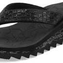 ONCAI Women's Wedge Flip Flops with Rhinestone，Recovery Dressy Walking Sandals for Women with Comfortable Arch Support Cushion Yoga Mat Summer Rubber Soles(US Size 5-11)