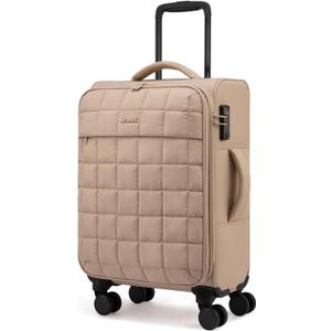 LOVEVOOK Carry On Luggage 22x14x9 Airline Approved, 20 Inch Softside with Wheels, Lightweight Spinner Suitcase with TSA Lock, Water-Resistant Large Capacity for Travel, Khaki
