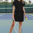 Sampeel 2 Piece Sets for Women Skirt Sets Summer Outfits Womens Clothing Set Travel Workout Skort Sets (Black, XL)