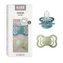 BIBS Pacifiers - Supreme Collection | BPA-Free Baby Pacifier | Made in Denmark | Set of 2 Island Sea/Sage Color Premium Soothers | Size 6-18 Months