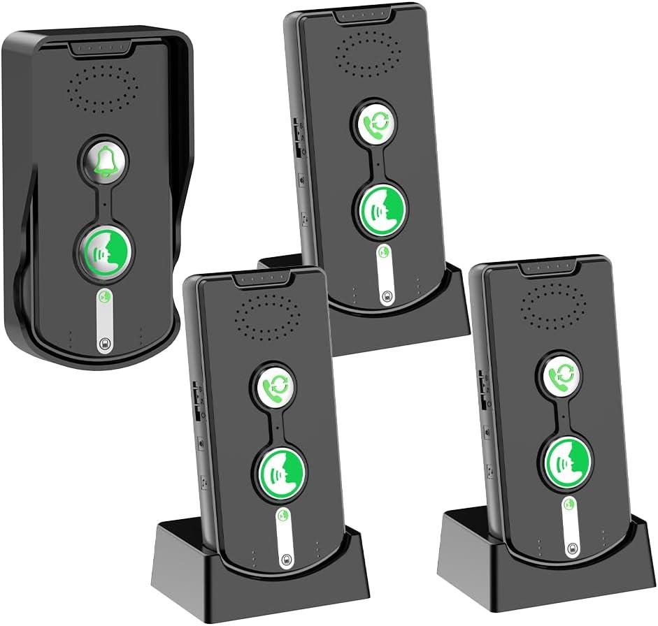 2 Way Wireless Doorbell Intercom Indoor Outdoor, Long Range Door Intercoms System for Home with Waterproof Cover Rechargeable Battery,30 Days Long Standby Time 5 Level Volume Adjustment4 Pack