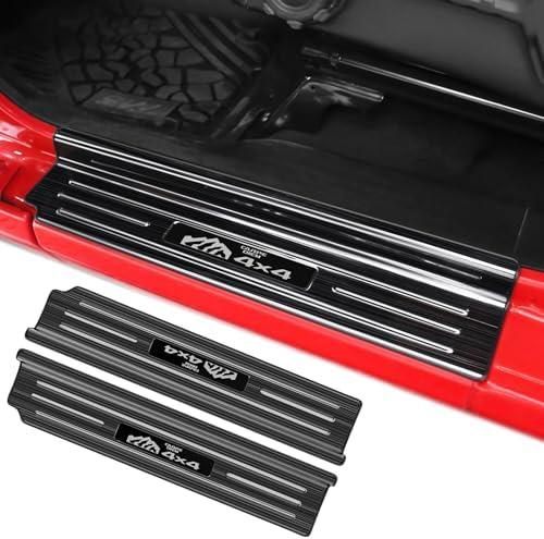 smnuxwm 2PCS Car Door Sill Protector for Jeep Wrangler JL JLU 2018-2025 &Gladiator JT 2020-2025,Stainless Steel Material Door Sill Guards for Wrangler Accessories,2 Door (Brushed Black)