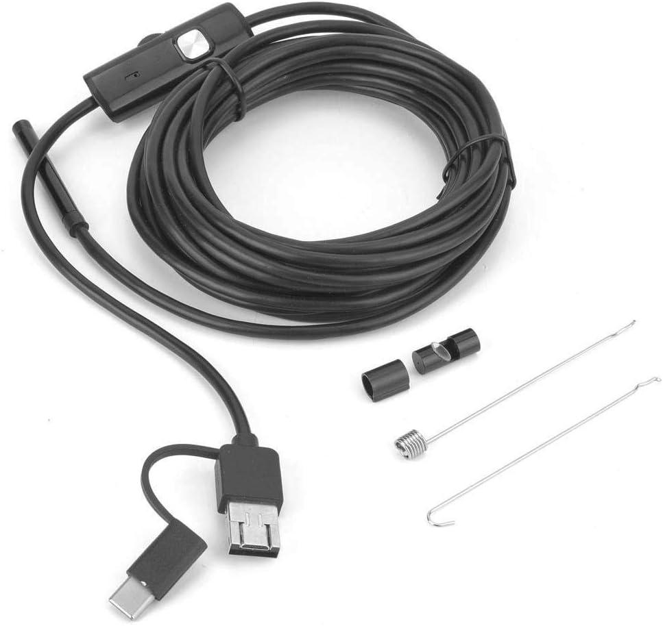 USB Endosecope, 3 in 1 Endoscope 5.5mm Lens Borescope Inspection Camera with 6 Adjustable LED 5M Cable Scope Camera IP67 Type-C USB Video Compatible with Phones/Tablets/Computers