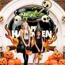 Halloween Witches Cauldron Party Decorations Happy Halloween Photo Booth Props Cauldron Skeleton Photo Banner Photography Background for Kids Adults Trick or Treat Haunted House Party