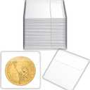 Eaasty 150 Pcs Single Pocket Coin Sleeves Currency Bill Holders Clear PVC Individual Sleeves Holders Coin Holder Currency Bills Protector Plastic Pouch (2.2 x 2.2 Inch, Square)
