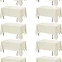 Dailyset 10-Pack Ivory Tablecloths for Rectangle Tables, 60 x 120 Inches, Stain-Resistant Polyester Fabric for 6 Foot Tables - Washable Table Covers for Weddings, Banquets, Birthday Parties, Events