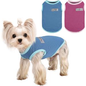 2 Pack Dog Shirts for Small Dogs Girl Boy Sun Protection Quick Dry Vest Summer Dog Clothes Soft Breathable Lightweight Tank Top Cooling Tee Tshirts Cats Sleeveless Outfit Size: X-Small (Chest 11in )