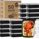 Ezalia 50 Pack- Meal Prep Containers 38oz, Plastic Food Prep Containers Reusable, Leakproof To Go Food Containers with Lids, BPA-Free, Microwave/Dishwasher/Freezer Safe