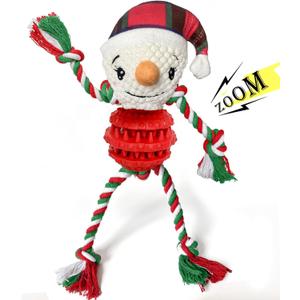 Dog Christmas Toys for Small Medium Large Dogs, Squeaky Plush Dog Toys + Interactive Dog Toys + Dog Rope Toys Multi Function Cute Snowman Puppy Toys for Christmas