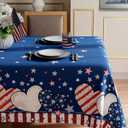 XCHI Stripe Stars Love Heart America Patriotic 4th of July Memorial Day Independence Day Tablecloth Rectangle Washable Table Covers for Home Party Decorations 60x104 Inch