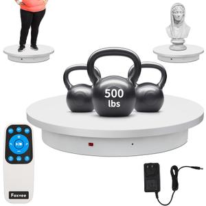 Remote-Controlled Motorized Electric Turntable,Heavy Duty Rotating Display Stand,Speed-adjustable Rotating Platform ,Multi-mode 360° Photography Turntable For 3D Scan,Photography(23.6in/White)