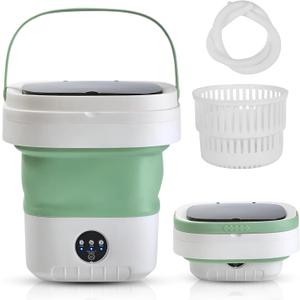 Portable Washing Machine,12L Mini Washer with Foldable Design, Has 3 smart Modes for Travel,Apartment,Baby Clothes,Socks camping, RV (Green)