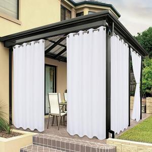 BONZER Outdoor Curtains for Patio Waterproof Thick Privacy Grommet Light Filtering Outside Curtains for Porch Pergola Gazebo Deck, 1 Panel, 84W x 95L inch, White