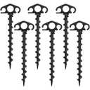 COBARYEN Tent Stakes Ground Anchors Screw in, 6 Pack Sand Stakes for Beach 9.4 Inch Heavy Duty Spiral Tent Pegs for Camping, Party, Hiking, Outdoor Decoration (6, Black)