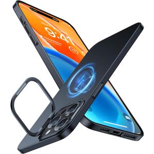 TORRAS Slim Fit Magnetic Stand for iPhone 15 Pro Case, Fit for MagSafe, Camera Kickstand, Ultra Thin Anti-Scratch Slim Protective Matte Case for iPhone 15 Pro Phone Case 6.1'', Black Titanium