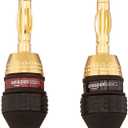 Amazon Basics Gold Plated Banana Plugs Speaker Wire Connectors, 12 Count (6 Pairs), Easy Install, 0.5 x 0.5 x 1.3 inches, Black