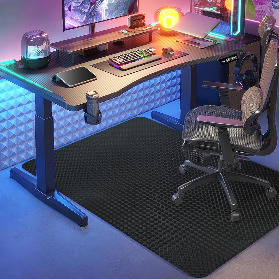 Vicwe Gaming Chair Mat for Hardwood Floor, 55"36" Office Chair Mat, PVC Computer Chair Mats, Easy Glide, Floor Protector for Rolling Chair-Black, 55"x36"