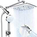 Veken High Pressure Rain Shower Head Combo with Extension Arm  Easy to Install, Adjustable Dual Showerhead with 3 Spray Modes & Anti-Clog Nozzles  Chrome