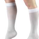 Truform Sheer Compression Stockings, 15-20 mmHg, Women's Knee High Length, Open Toe, 20 Denier, White, Medium