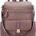 KKXIU Backpack Purse for Women - Multi-pocket Leather backpack for Travel, Work & School with Anti-Theft Lock Pocket, Luggage Strap & Water Bottle Pockets - 13x14x5.2 Inch (Dark Pink) (Medium)