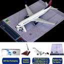 B737 Model Airplane 18.5 Inches Long 1/150 Scale 737 Aircraft with LED Lights and Airport Scene Accessories Ideal Display and Gift