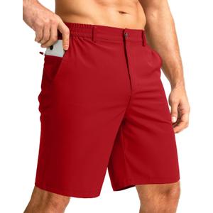 Men's Casual Shorts 9" Lightweight Golf Shorts for Men Stretch with 3 Pockets Quick Dry Breathable Work Shorts(Red,M) (Red, M)