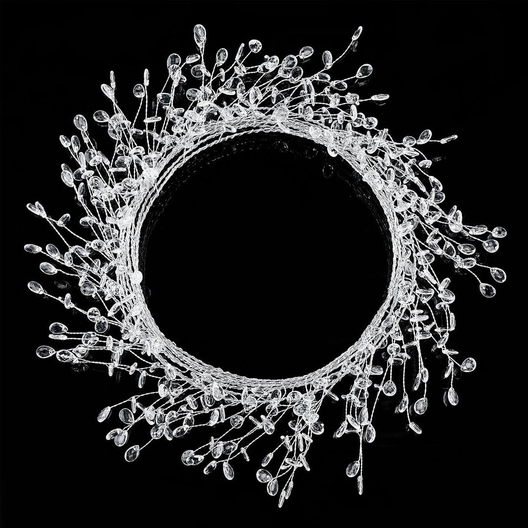 WILLBOND Ice Wire Clear Garland Steel Wire Acrylic Crystal Garland Faux Crystal Bead for Tree Wedding, Birthday Party Decoration(Transparent,16 ft)