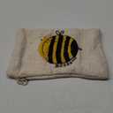 Creative Co-Op Woven Cotton Lumbar Pillow with Embroidered Bee Design, White and Yellow