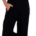 Happy Sailed Womens Casual Sleeveless Front Button Loose Jumpsuits Stretchy Knit Jumpers Long Pants Romper with Pockets (Large)