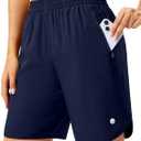 G Gradual 5"/7" Athletic Running Shorts for Women 2 Zipper Pockets Lightweight Workout Gym Summer Dolphin Shorts with Liner (Medium, Navy)