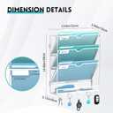 Wall File Organizer - Hanging File Organizer with 5 Hooks, Mail Holder Wall Mounted for Papers, Folders, Magazines, Bills, 4 Tier Office&School Organization, White