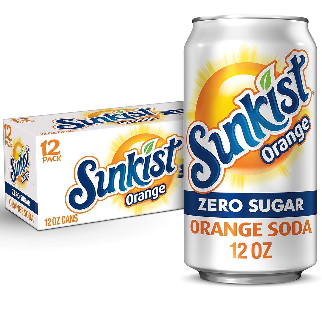 Sunkist Zero Sugar Orange Soda, 12 fl oz cans, 12 pack (EXP 09/30/26)