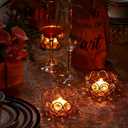 Potchen 6 Pcs Tea Light Candle Holders - Crystal Votive Candle Holders Tealight Jewel Bowl Stands Decorative Centerpiece for Wedding Party Home Table Decor (Gold)