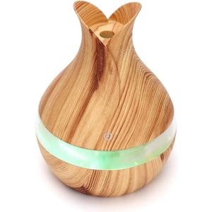 Essential Oil Diffuser 300ml Desktop Humidifier Wood Grain Aromatherapy Diffuser with 7 Colors LED Night Light for Home and Office, Low Noise