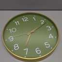 Roymnie Wall Clock 14 Inch Silent Green Wall Clocks Battery Operated- Modern Non Ticking Analog Clock Decorative for Living Room Bedroom Office Kitchen (Gold)