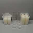 Shihanee Set of 12 Pillar Candles and Glass Cylinder Vases Clear Cylinder CandleHolders for Slim Pillar Candles Wedding Centerpieces(3.4''x 4.7'', 7'', 9.8'',Ivory White)
