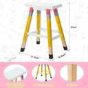 Yousoontic Pencil Teacher Stool 29 Inches Back to School Stool Solid Wood Colorful Stool Self Assembled Wooden Stool for Home Office Supplies