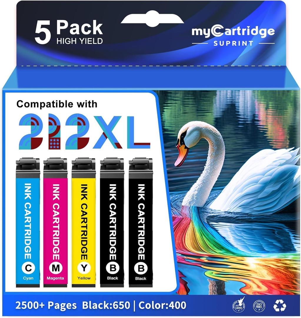 myCartridge SUPRINT Remanufactured Ink Cartridge Replacement for Epson 212 Ink Cartridges High Capacity for Epson 212XL Ink Cartridges Combo Pack for Workforce XP-4100 XP-4105 WF-2830 WF-2850 Printer