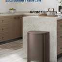 GarveeHome Stainless Steel Kitchen Trash Can, 13 Gal / 50 L Step-On Garbage Bin with Soft Close Lid, Large Rustproof Metal Trash Can for Kitchen, Brown