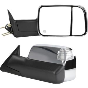 ECCPP Towing Mirrors Tow Mirrors With 1998-2002 For Dodge For Ram/For Ram Truck Power Control Heated Turn Signal Black Manual Folding And Flip Up Lh Rh Pickup Truck
