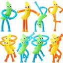 ShinyRelief 12 Pcs Telescopic Suction Cup Banana Toys Suction Pop Tubes Toys Rubber Banana Fidget Favor for Children with Autistic ADHD Anxiety Toddler Easter Basket Class Prizes