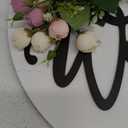 Spring Summer Welcome Wreaths for Front Door, Wood Door Hanger, Floral Porch Decor, Wall Plaque, Pink Flower Wreath, Farmhouse White Welcome Sign for Front Door